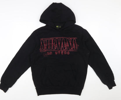 Primark Nirvana Men's Black Pullover Hoodie S Graphic Print