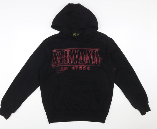 Primark Nirvana Men's Black Pullover Hoodie S Graphic Print
