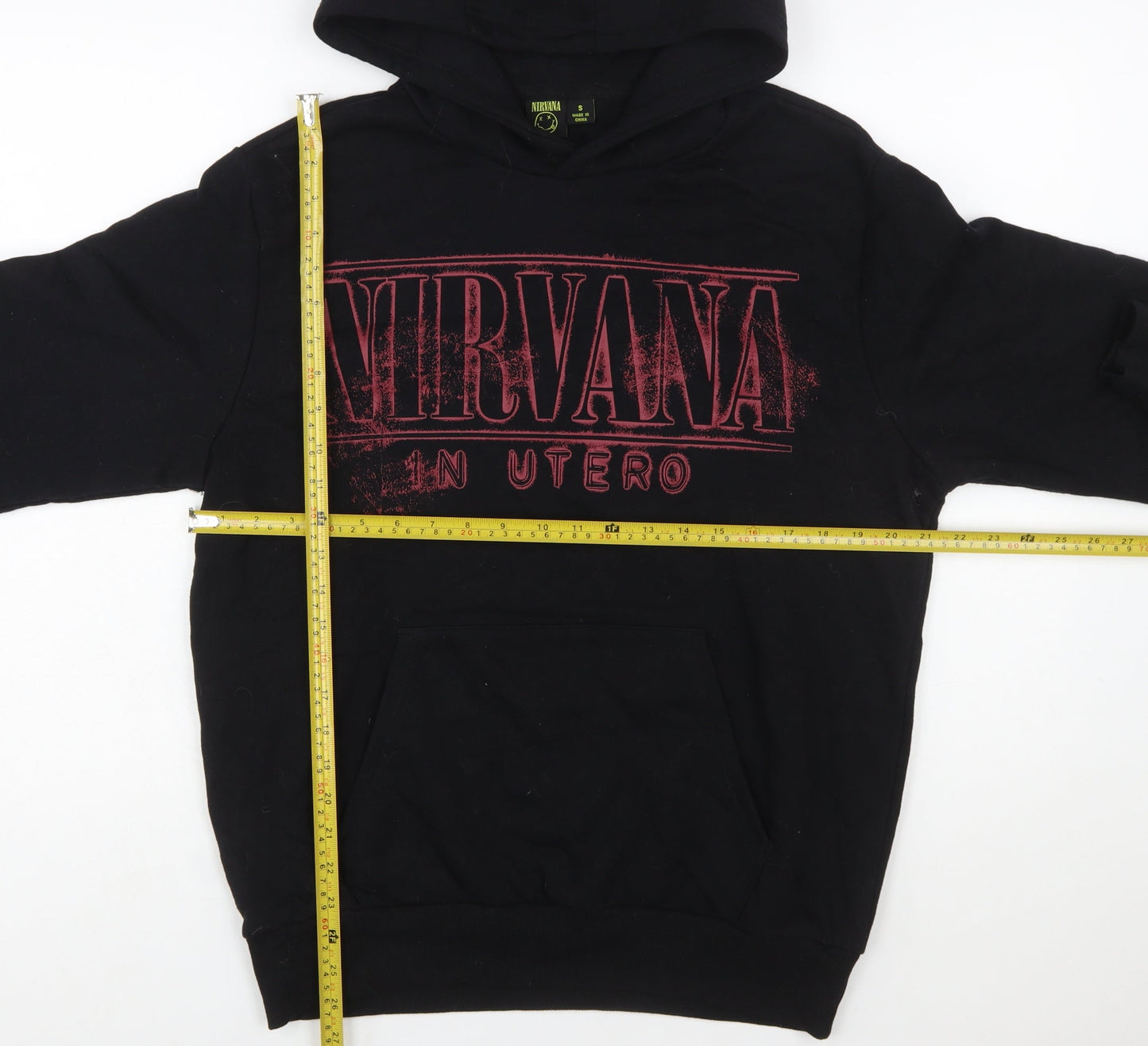 Primark Nirvana Men's Black Pullover Hoodie S Graphic Print