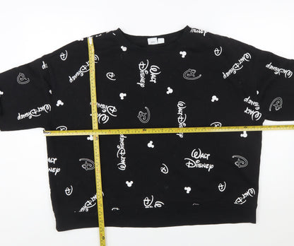 Disney Women’s Black Walt Disney Logo Sweatshirt XL Casual Pullover