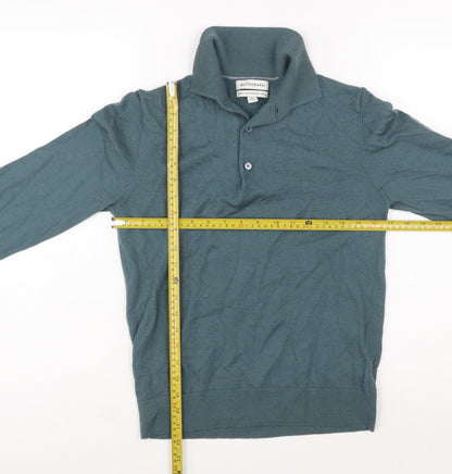 Marks and Spencer Autograph Men's Green Merino Wool Henley Jumper Size S