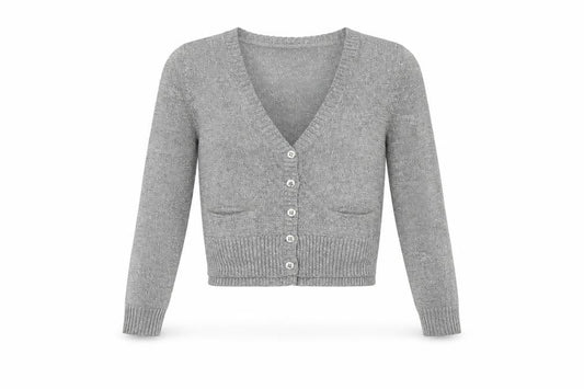 Whistles Women Silver Knit V-Neck Long Sleeve Cardigan Size 10