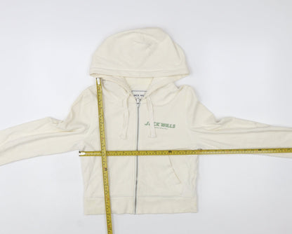Jack Wills Womens Beige Full Zip Hoodie UK 10 Cotton Blend Casual