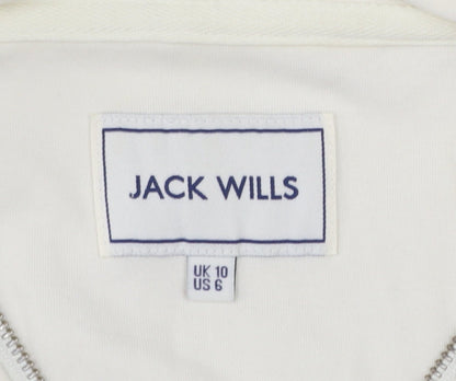 Jack Wills Womens Beige Full Zip Hoodie UK 10 Cotton Blend Casual