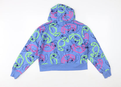 Primark Girls Blue Stitch Pullover Hoodie 13-14 Years Fleece Disney Lilo & Stitch