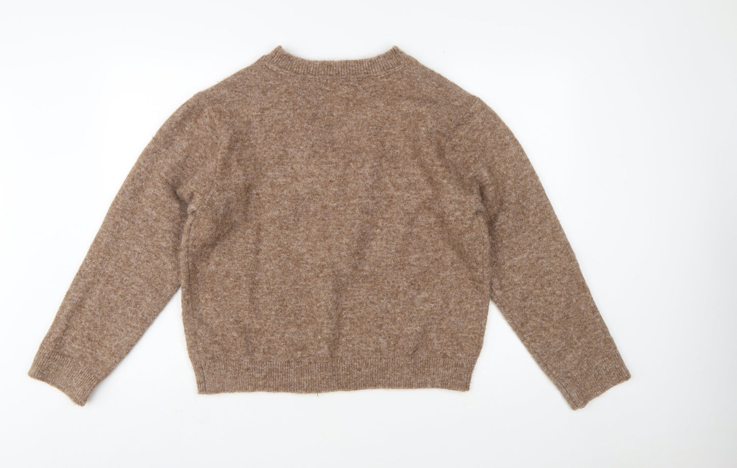 Marks and Spencer Womens Brown V-Neck Wool Blend Jumper Size S