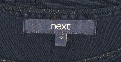 Next Women Blue Short Sleeve Knit Pullover Jumper Size 12