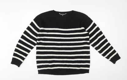 Bonmarché Women’s Black White Striped Knit Pullover Jumper Size 14