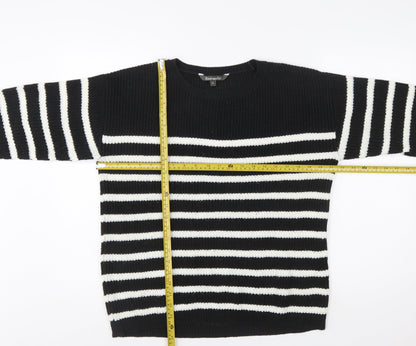 Bonmarché Women’s Black White Striped Knit Pullover Jumper Size 14