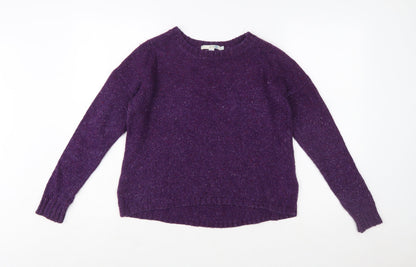 Boden Women Purple Wool Blend Jumper UK 8 Crew Neck Long Sleeve