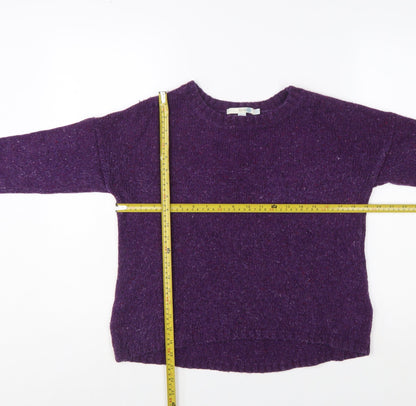 Boden Women Purple Wool Blend Jumper UK 8 Crew Neck Long Sleeve