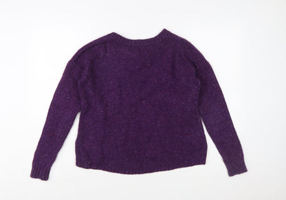 Boden Women Purple Wool Blend Jumper UK 8 Crew Neck Long Sleeve