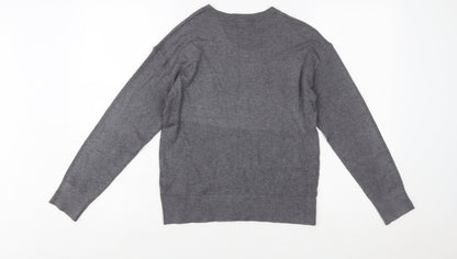 Dorothy Perkins Women’s Grey Petite Rhinestone Crew Neck Jumper Size 6