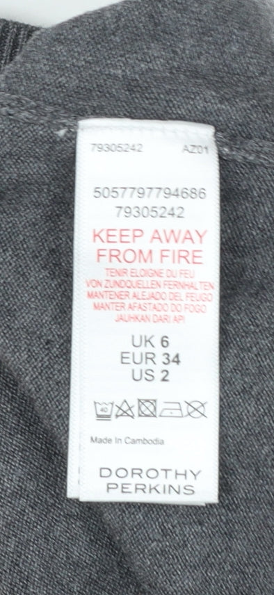 Dorothy Perkins Women’s Grey Petite Rhinestone Crew Neck Jumper Size 6