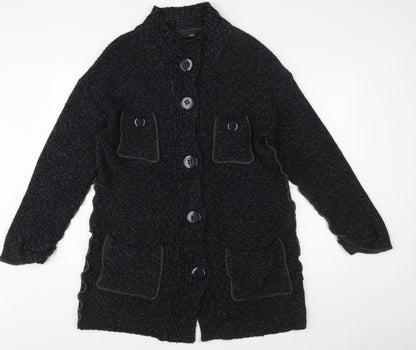 Next Women’s Black Wool Blend Chunky Knit Long Cardigan Size L