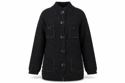 Next Women’s Black Wool Blend Chunky Knit Long Cardigan Size L