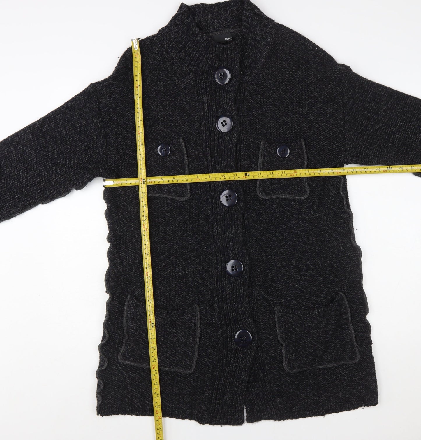 Next Women’s Black Wool Blend Chunky Knit Long Cardigan Size L