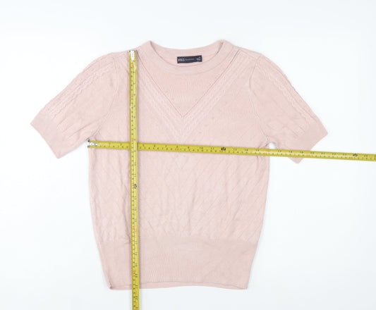 Marks and Spencer Women Pink V-Neck Short Sleeve Knit Jumper Size 10