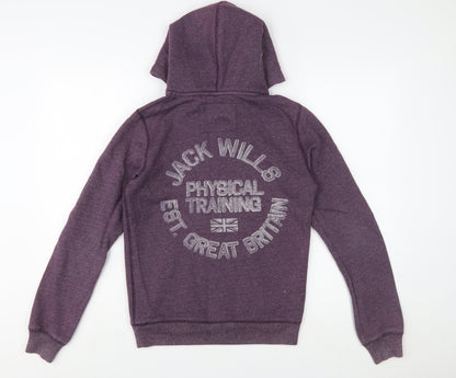 Jack Wills Womens Purple Hoodie UK 8 Pullover Sweatshirt