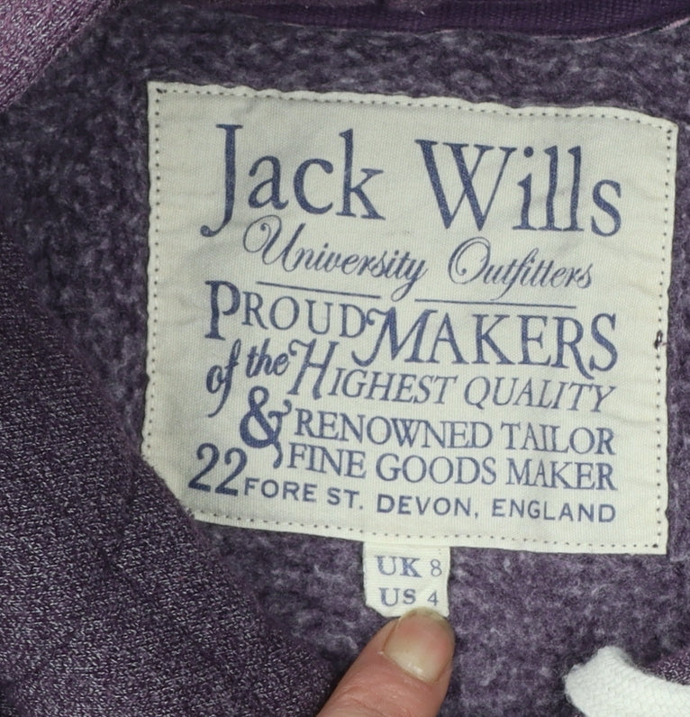 Jack Wills Womens Purple Hoodie UK 8 Pullover Sweatshirt
