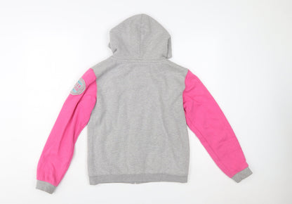 Salt Rock Girls Grey & Pink Full Zip Hoodie 13 Years Embroidered Fleece