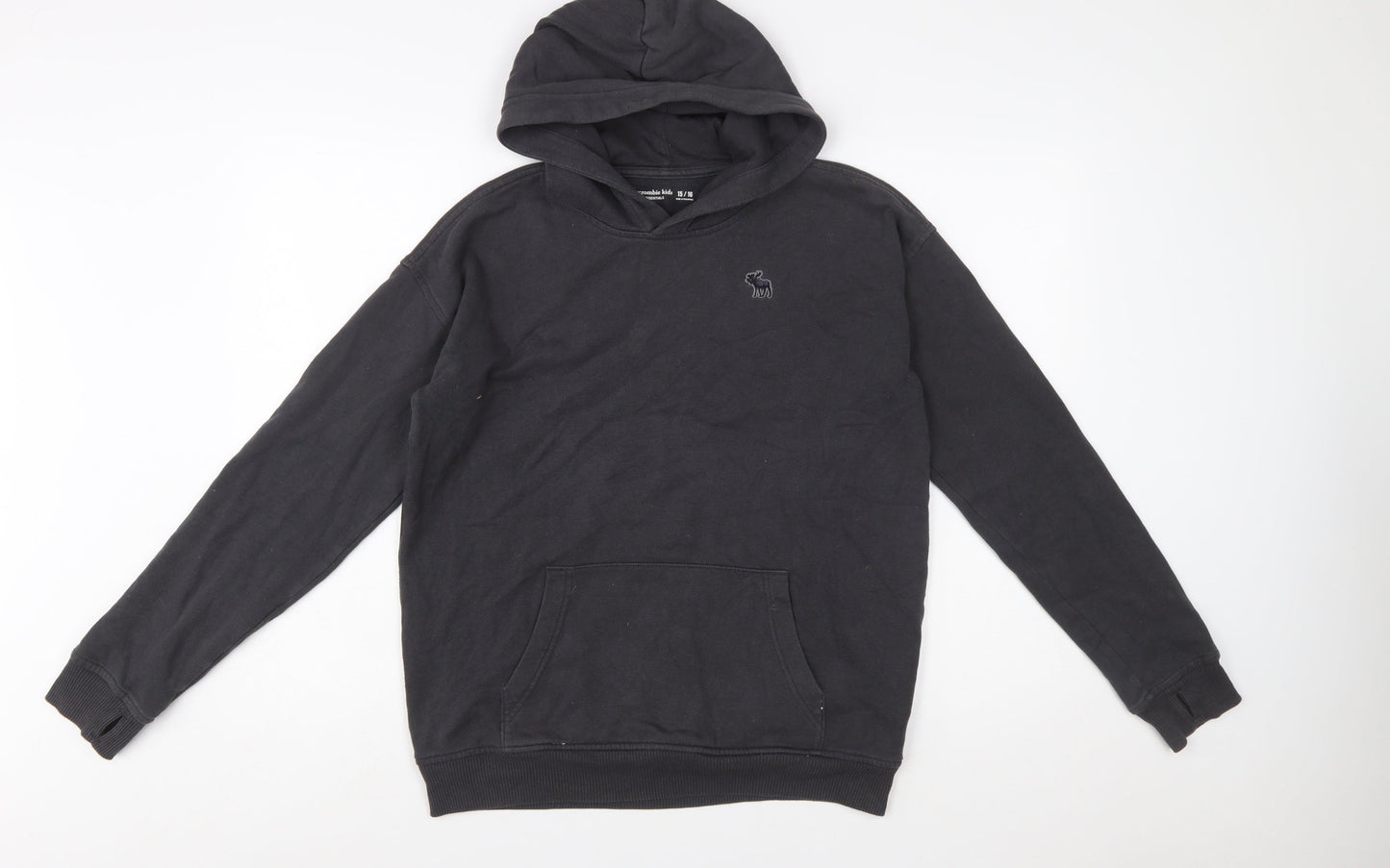 Abercrombie Kids Boys Black Pullover Hoodie 15-16 Years Cotton Blend