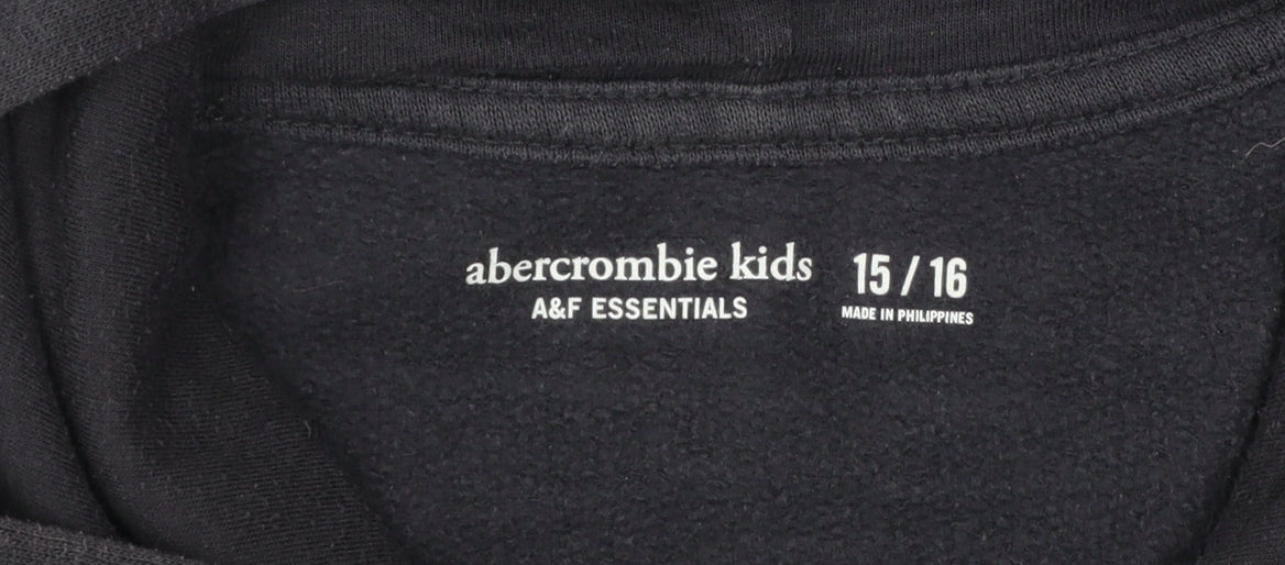 Abercrombie Kids Boys Black Pullover Hoodie 15-16 Years Cotton Blend
