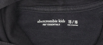 Abercrombie Kids Boys Black Pullover Hoodie 15-16 Years Cotton Blend