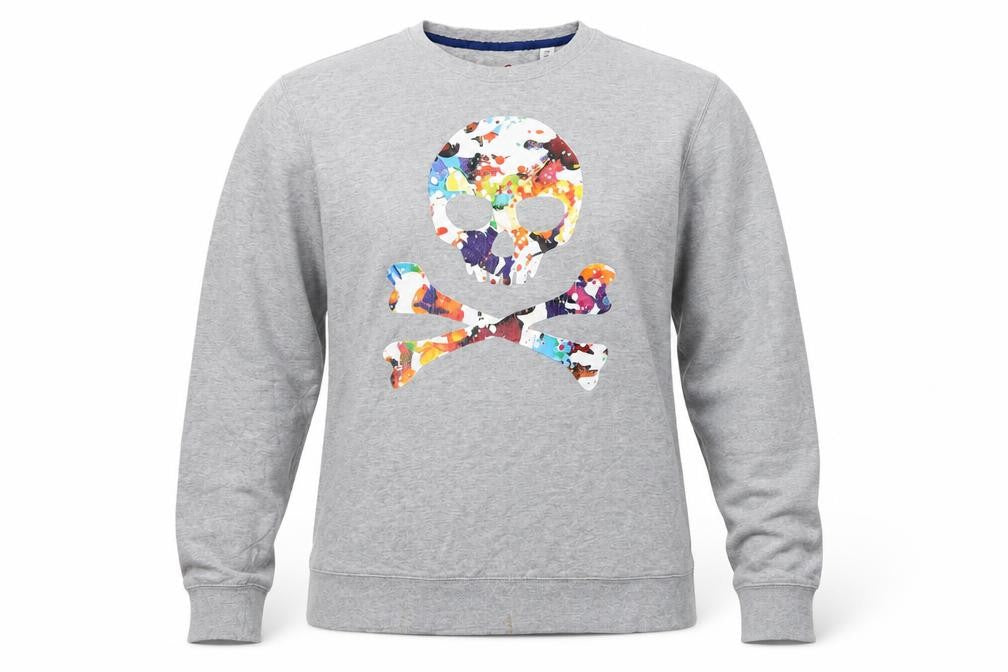 Robert Graham Womens Grey Skull Graphic Pullover Sweatshirt M