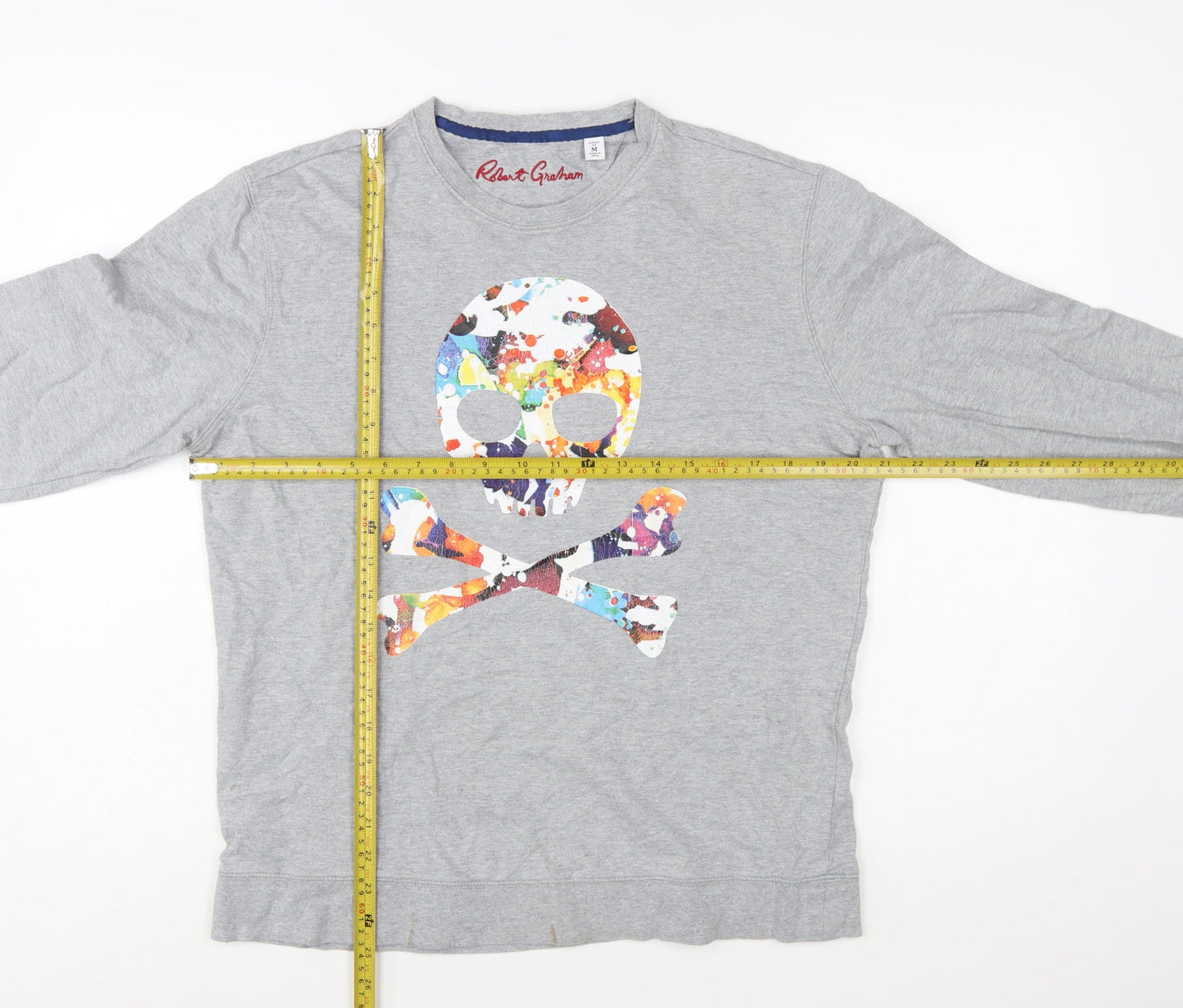 Robert Graham Womens Grey Skull Graphic Pullover Sweatshirt M