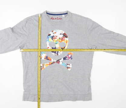Robert Graham Womens Grey Skull Graphic Pullover Sweatshirt M