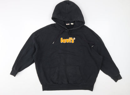 Levi's Womens Black Small Pullover Logo Hoodie Cotton Blend