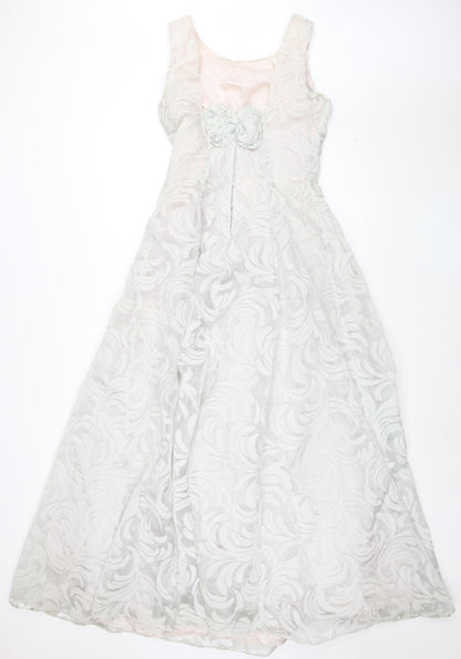 Aspeed Womens Ivory Floral Jacquard Long Ball Gown Dress Size 8