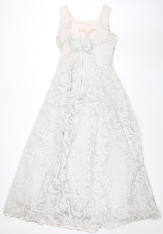 Aspeed Womens Ivory Floral Jacquard Long Ball Gown Dress Size 8