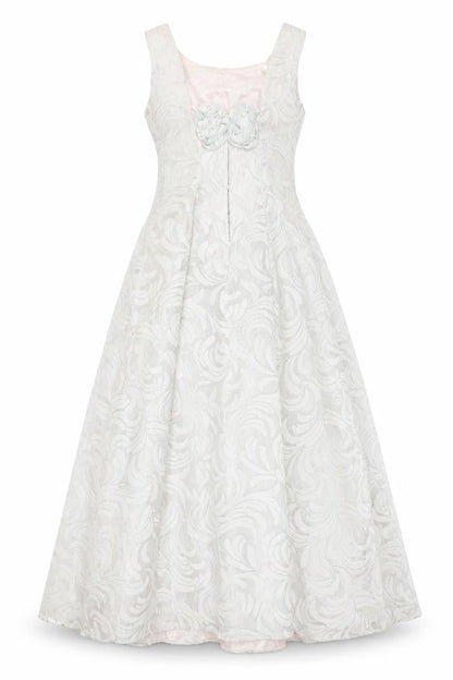 Aspeed Womens Ivory Floral Jacquard Long Ball Gown Dress Size 8