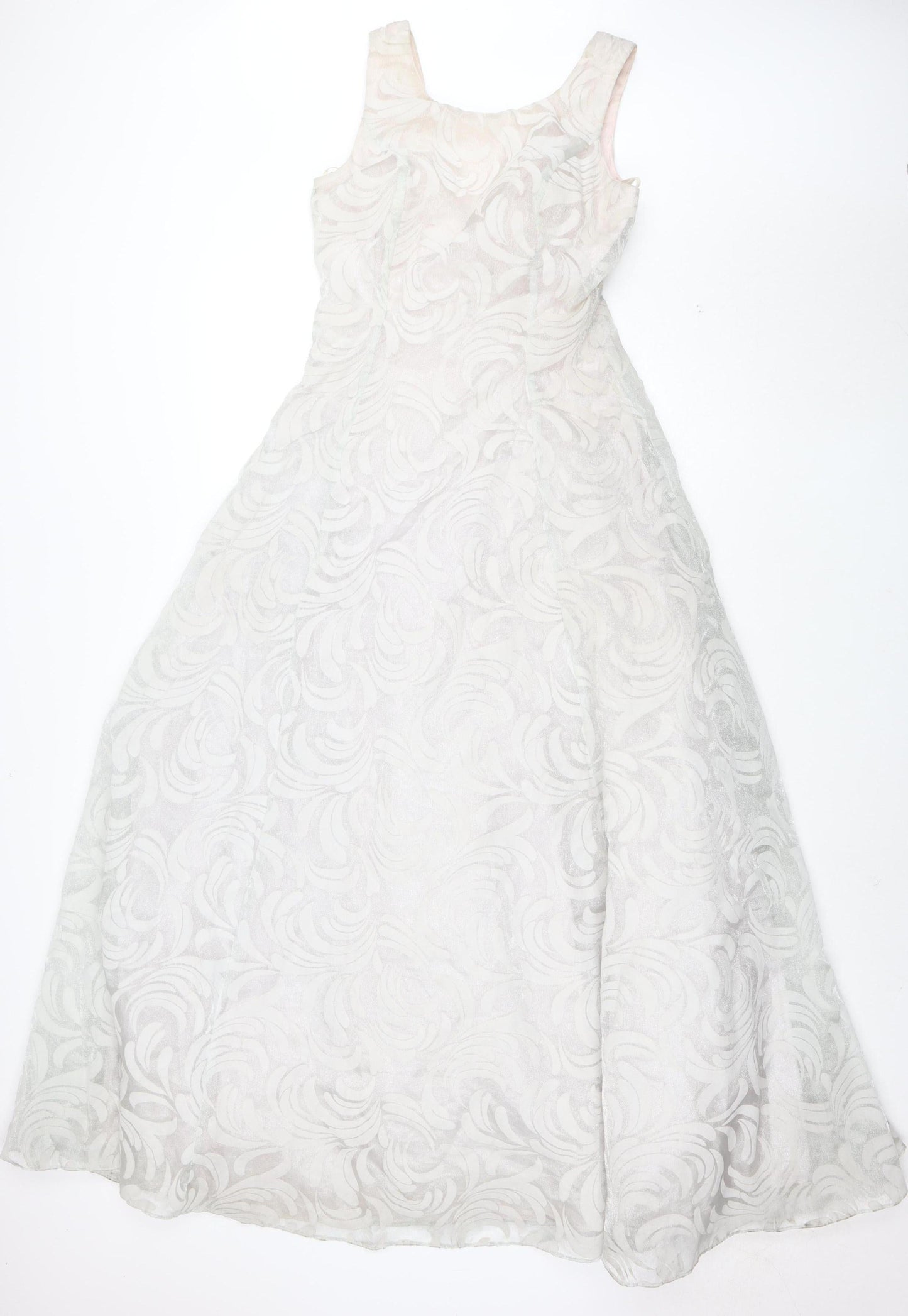 Aspeed Womens Ivory Floral Jacquard Long Ball Gown Dress Size 8
