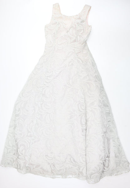 Aspeed Womens Ivory Floral Jacquard Long Ball Gown Dress Size 8
