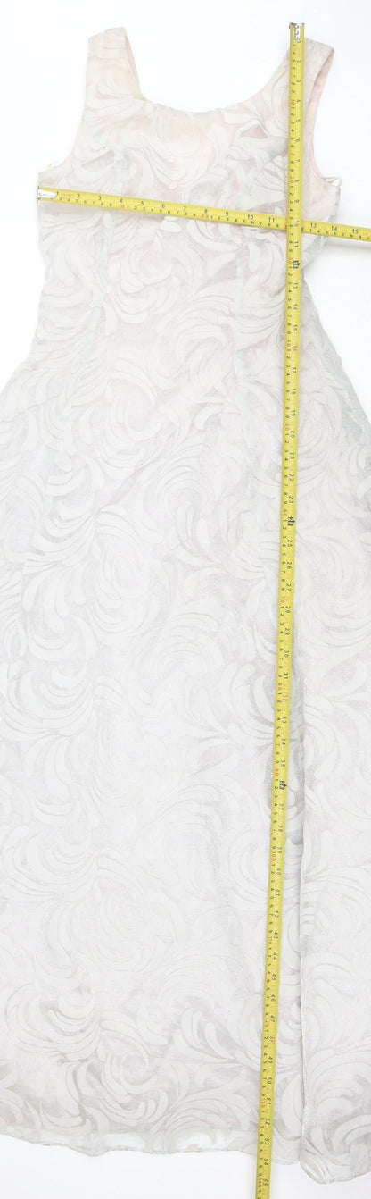 Aspeed Womens Ivory Floral Jacquard Long Ball Gown Dress Size 8