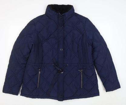 TU Womens Navy Quilted Puffer Jacket Size 20 Lined Hooded Coat
