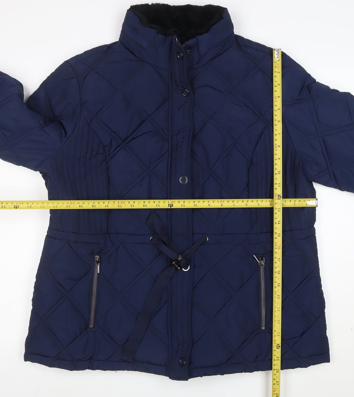 TU Womens Navy Quilted Puffer Jacket Size 20 Lined Hooded Coat