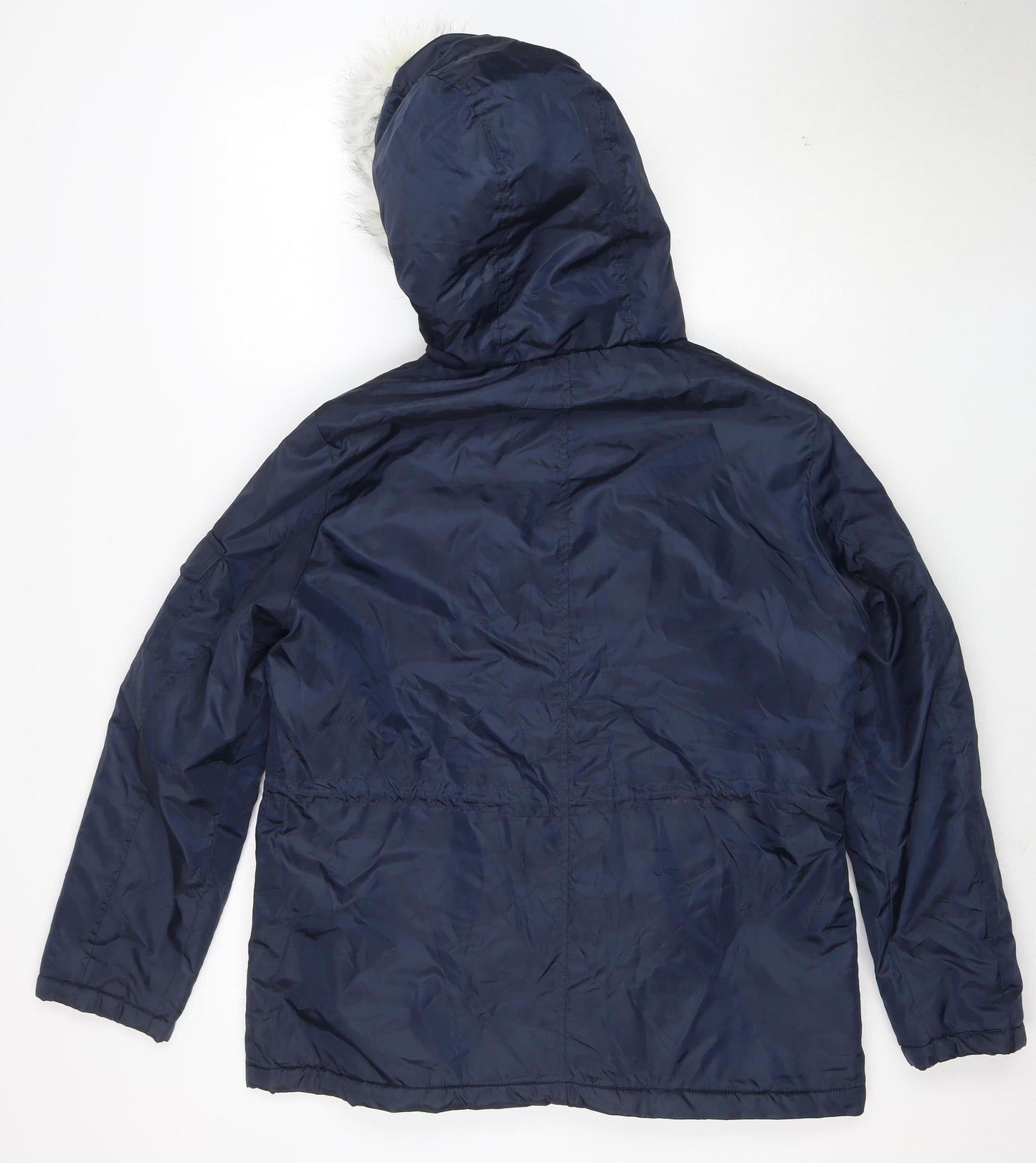 B. You Women's Blue Faux Fur Hooded Parka Jacket Size M
