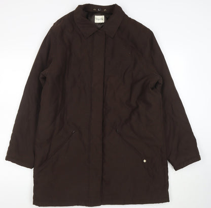 Viyella Women's Brown Quilted Mid-Length Coat Size M Polyester
