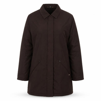 Viyella Women's Brown Quilted Mid-Length Coat Size M Polyester