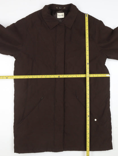 Viyella Women's Brown Quilted Mid-Length Coat Size M Polyester