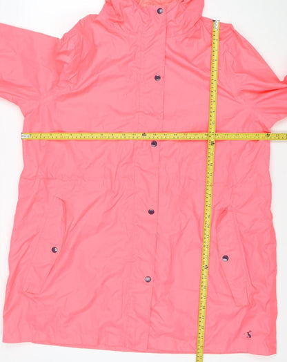 Joules Women's Pink Waterproof Hooded Rain Coat Jacket Size 18
