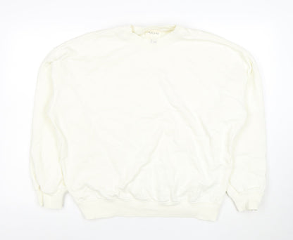 H&M Move Women Ivory Pullover Sweatshirt Small Cotton Blend Crew Neck