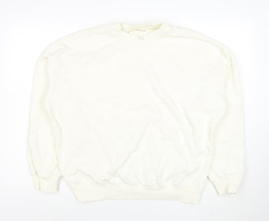 H&M Move Women Ivory Pullover Sweatshirt Small Cotton Blend Crew Neck