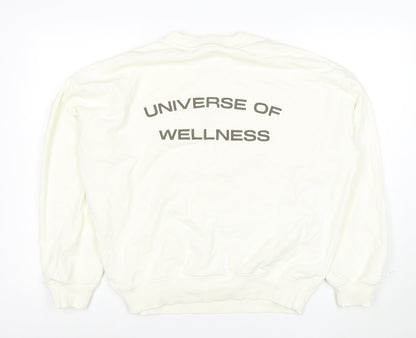H&M Move Women Ivory Pullover Sweatshirt Small Cotton Blend Crew Neck