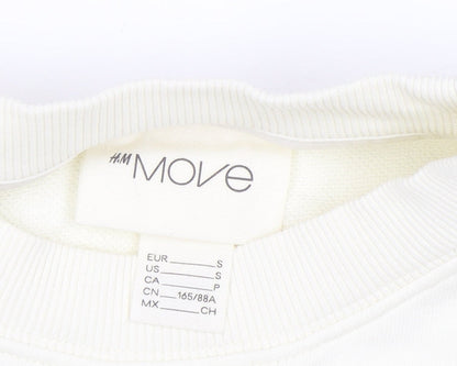 H&M Move Women Ivory Pullover Sweatshirt Small Cotton Blend Crew Neck