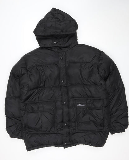 IDEAL Mens Black M Puffer Jacket Hooded Nylon Down Winter Coat